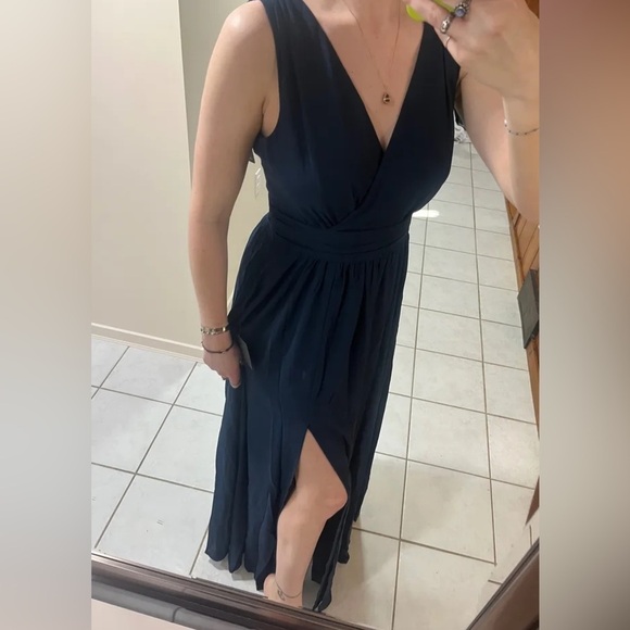 NWT Lulus Thoughts of Hue Navy Blue Surplice Maxi Dress XS - Picture 5 of 17